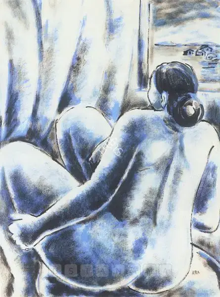 Ara, K.H. (Artist). Blue Nude, n.d. | Painting