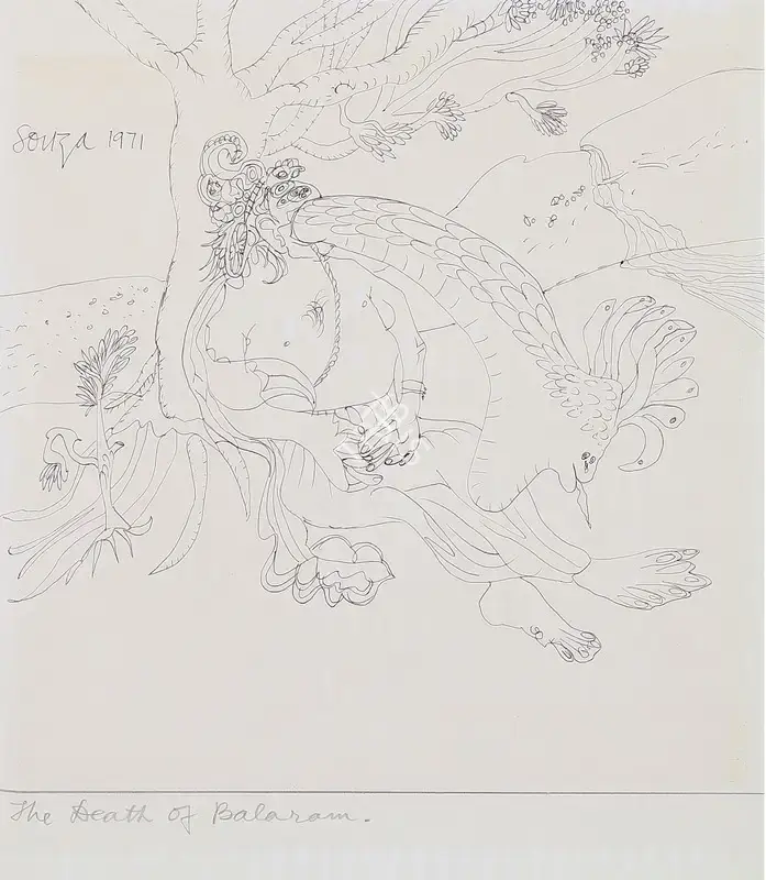 Souza, F.N. (Artist). The Death of Balram, 1971 | Drawing