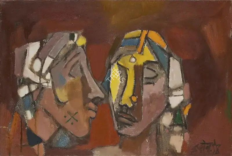 Husain, M.F. (Artist). Untitled (Two Heads), 1960s | Painting