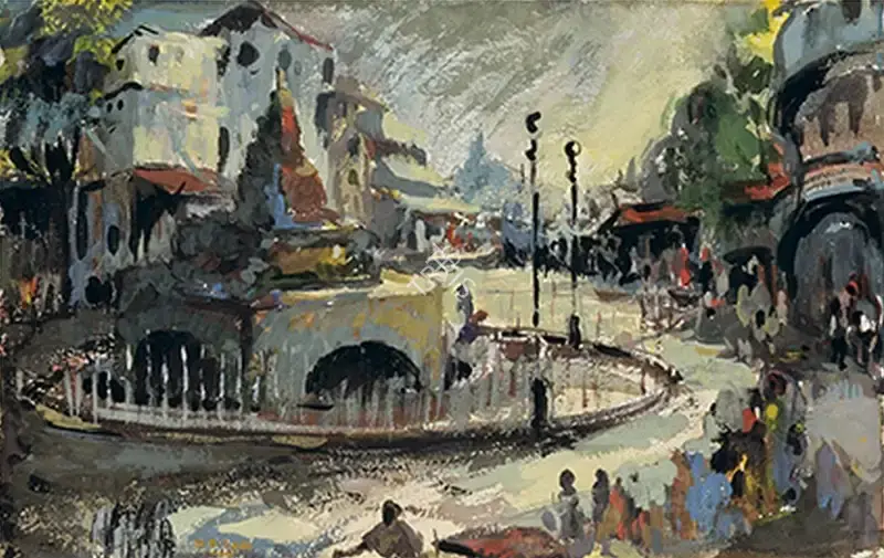 Gade, H.A. (Artist). The Fountain at Jabalpur, n.d. | Painting
