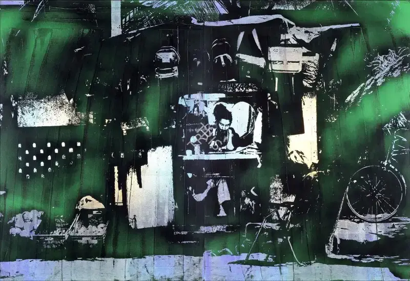 Ponmany, Justin (Artist). A Stitch in Time. Acrylic and hologram on canvas, n.d. | Painting | FineArts | 00331866