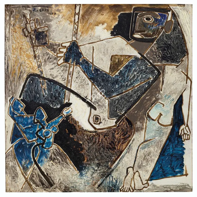 Husain, M.F. (Artist). The Pull, 1952 | Painting