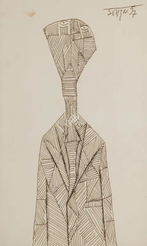 Souza, F.N. (Artist). Untitled (Man with Tie), 1957 | Painting
