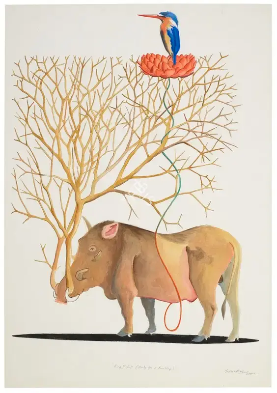 Nair, Surendran (Artist). King Fisher (Study for a Painting). Watercolour on paper, 2002 | Painting | FineArts | 00545968