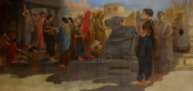 Taskar, L.N. (Artist). Untitled (Maharashtra Temple Scene). Oil on canvas, n.d. | Painting | FineArts | 00416542