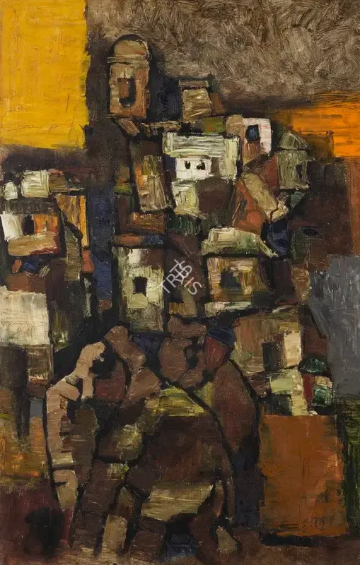 Husain, M.F. (Artist). Untitled (Elephants in Udaipur), c.1960s | Painting