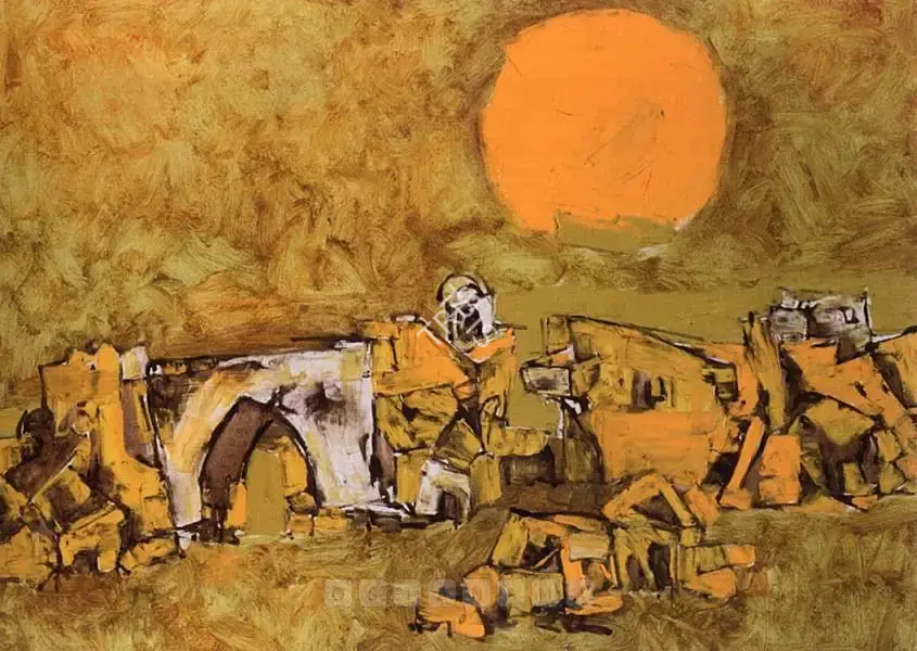 Husain, M.F. (Artist). Peeli Dhoop, n.d. | Painting