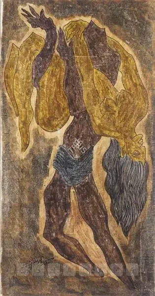 Sadequain (Artist). Woman in the arms of a Beheaded man, 1972 | Painting