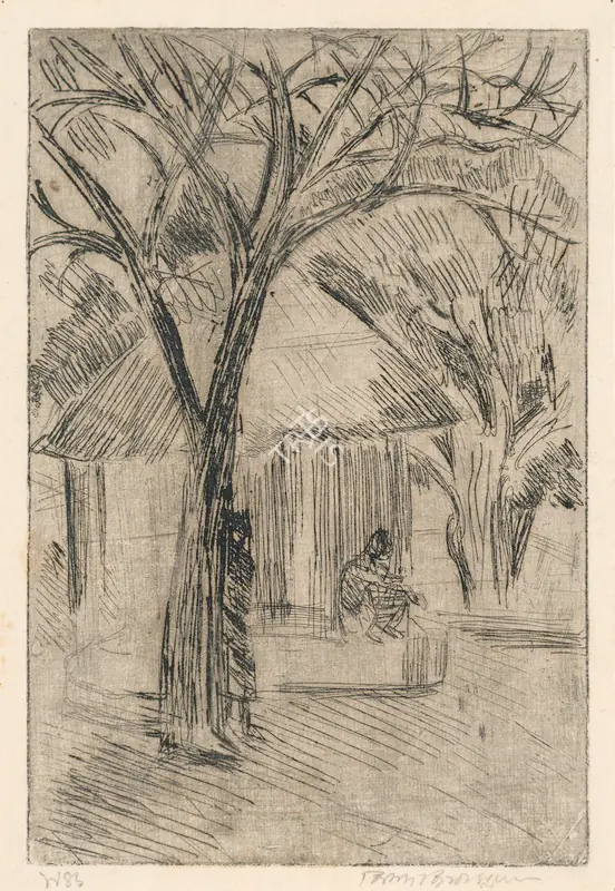 Mukherjee, B.B. (Artist). Landscape. Etching, circa 1940-44 | Graphic Art | EconomicsArt | 00871266