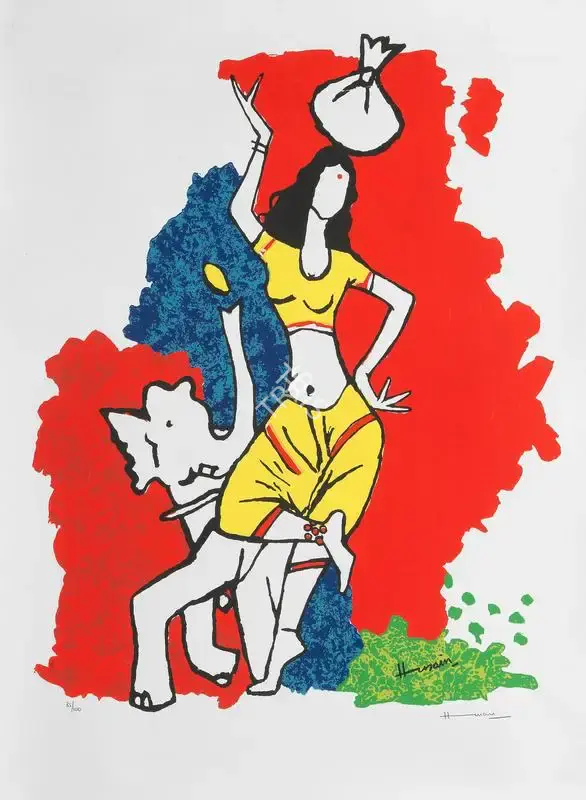 Husain, M.F. (Artist). Untitled (Ganesh with Dancer), n.d. | Graphic Art