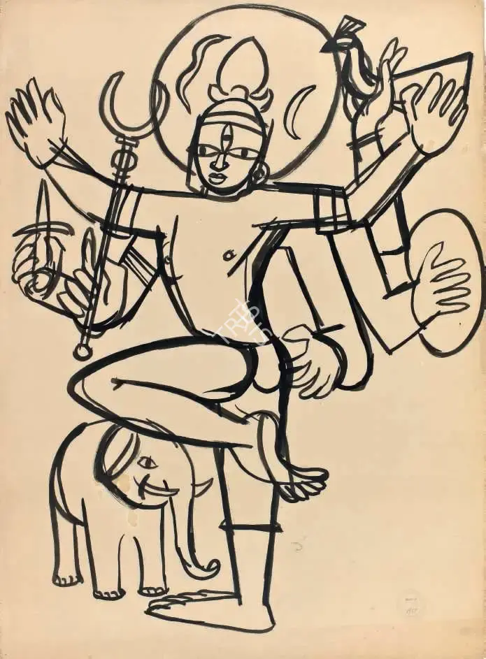 Souza, F.N. (Artist). Untitled (Dancing Shiva), 1950 | Drawing
