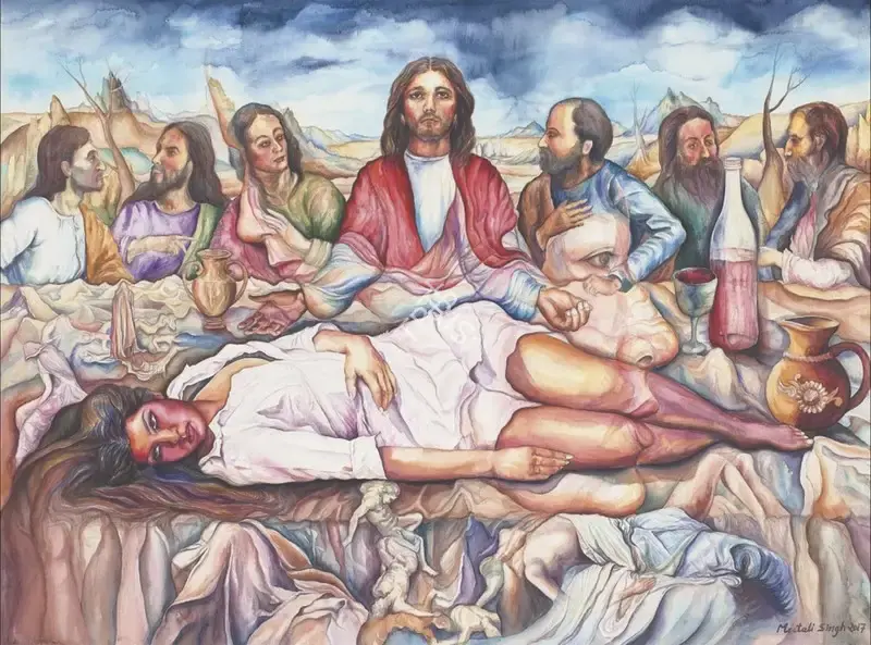 Singh, Meetali (Artist). Untitled (The Last Supper), 2017 | Painting