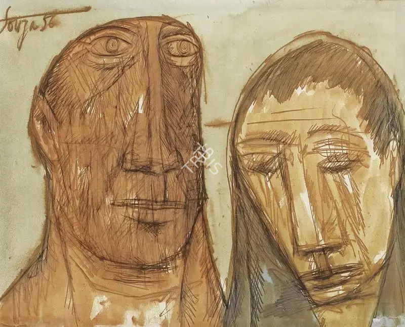 Souza, F.N. (Artist). Untitled (Man and Woman), 1956 | Painting