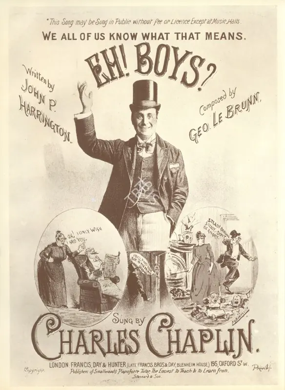 Unknown (Publicity Designer), An advertisement for Charlie Chaplin, Sr.'s music hall performance | Theatre related memorabilia, My Life in Pictures, 1985 | CinemaEducation | 00795036