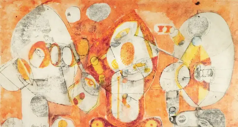 Chandra, Avinash (Artist). City Of Churches (Red)/ Happy Birthday, 1963 | Drawing