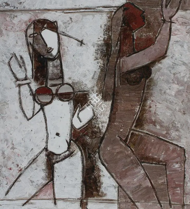 Husain, M.F. (Artist). Untitled (Two Women), 1954 | Painting