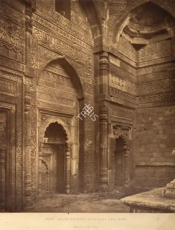 Shepherd, Charles (Photographer). Shams-ud-din's (Iltumish's) Gateways And Tomb - Interior of the Tomb. Calotype print pasted on mount, n.d. | Antiquarian Photograph | Photography | 00115819