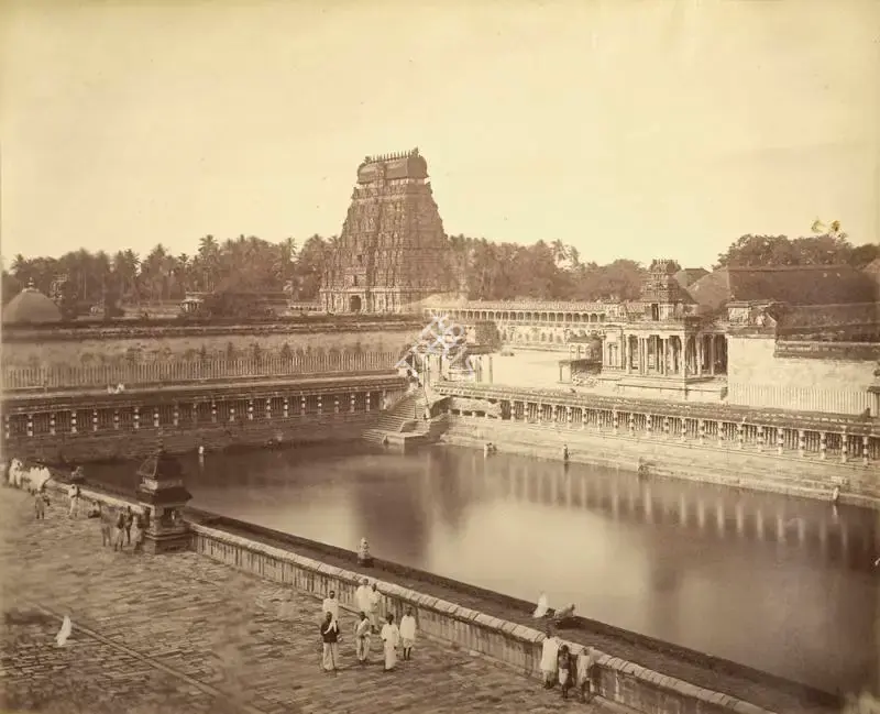 Studio Nicholas & Co. (Photographic Studio). Chidambaram. Shivaganga Tank & Western Gopuram. Albumen print, 1870s | Antiquarian Photograph | Photography | 00115977