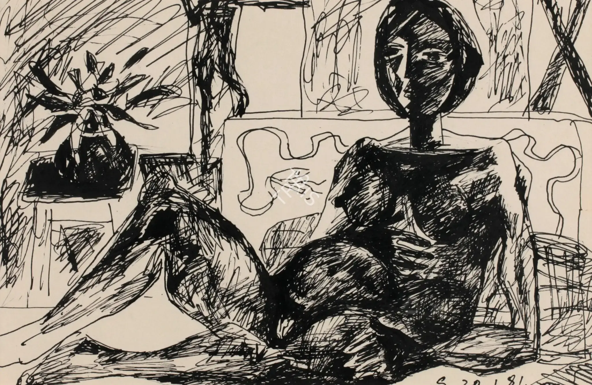 Hore, Somnath (Artist). Untitled. Ink on paper, 1981 | Drawing | FineArts | 00900354