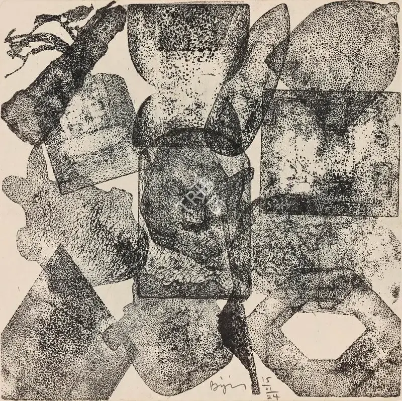 Jain, Bijoy (Artist). Untitled. Rubber stamp with black ink on washi paper, 2024 | Painting | FineArts | 00363781