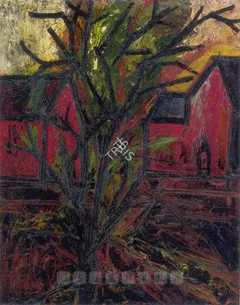 Souza, F.N. (Artist). Landscape With Red Houses, 1953 | Painting
