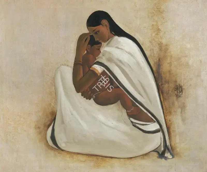 Prabha, B. (Artist). Mother and Child, 1972 | Painting