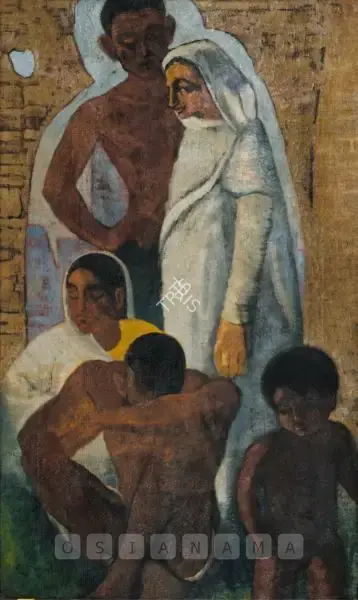 Sanyal, B.C. (Artist). Refugee Family, 1948 | Painting