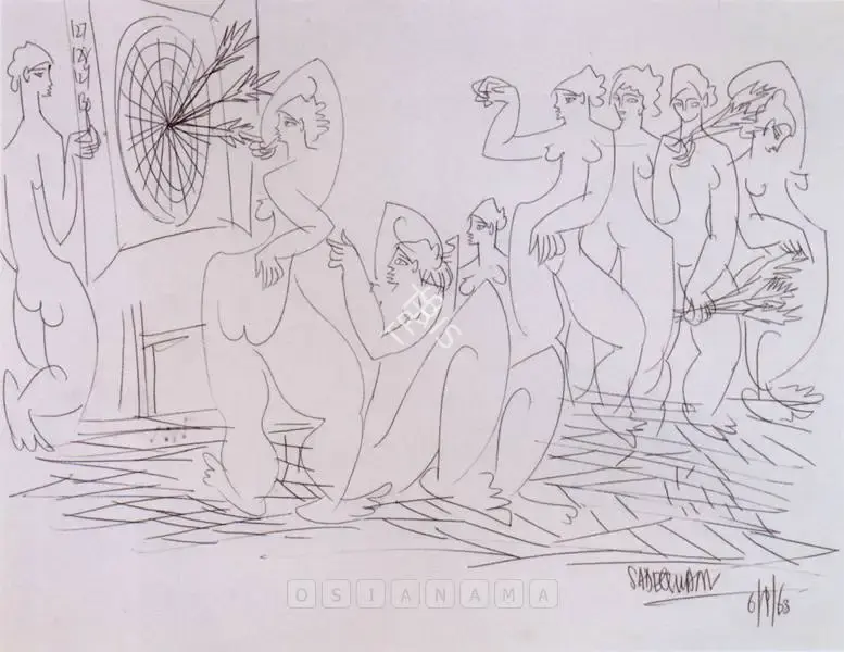 Sadequain (Artist). Untitled. Pen on paper, 1963 | Drawing | FineArts | 00755690
