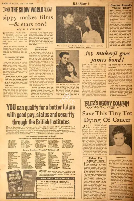 Abbas for Karlovy Vary. In Blitz - India's Greatest Weekly. p. 18. Bombay: R.K. Karanjia, 16 July 1966 | Film Review | CinemaEducation | 00142893