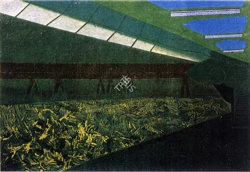 Patel, Gieve (Artist). Lighted Platform. Oil on canvas, 1975 | Painting | FineArts | 00371041