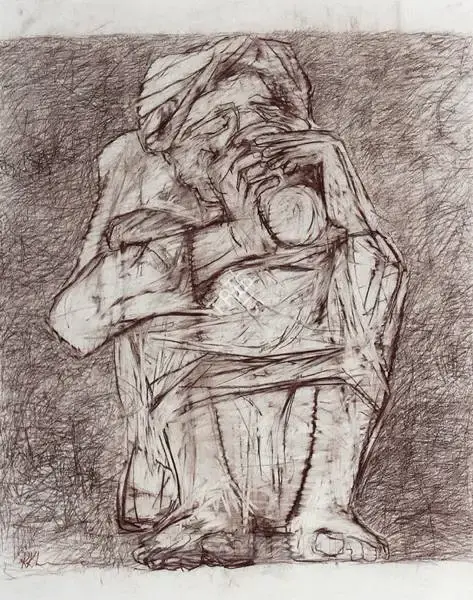 Khanna, Krishen (Artist). Untitled (Seated Figure), n.d. | Drawing