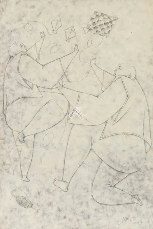 Gujral, Satish (Artist). Untitled. Pencil on rice paper pasted on plywood, 2001 | Painting | FineArts | 00357418