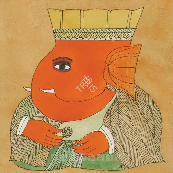 Narayan, Badri (Artist). Ganeshji With Ladoo, 2005 | Painting