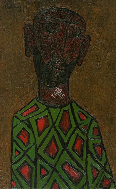 Padamsee, Akbar (Artist). Untitled (Head). Oil on board, 1951 | Painting | FineArts | 00332691