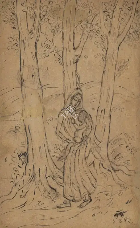 Bose, Nandalal (Artist). Untitled, 1942 | Drawing