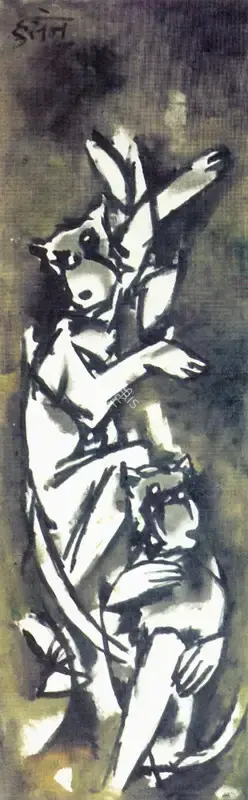 Husain, M.F. (Artist). Monkeys, n.d. | Painting
