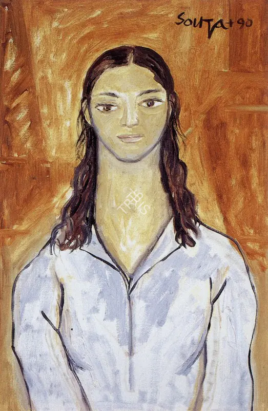 Souza, F.N. (Artist). Portrait of a Young Girls, 1990 | Painting