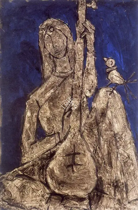 Husain, M.F. (Artist). Lady With A Sitar, 1962 | Painting