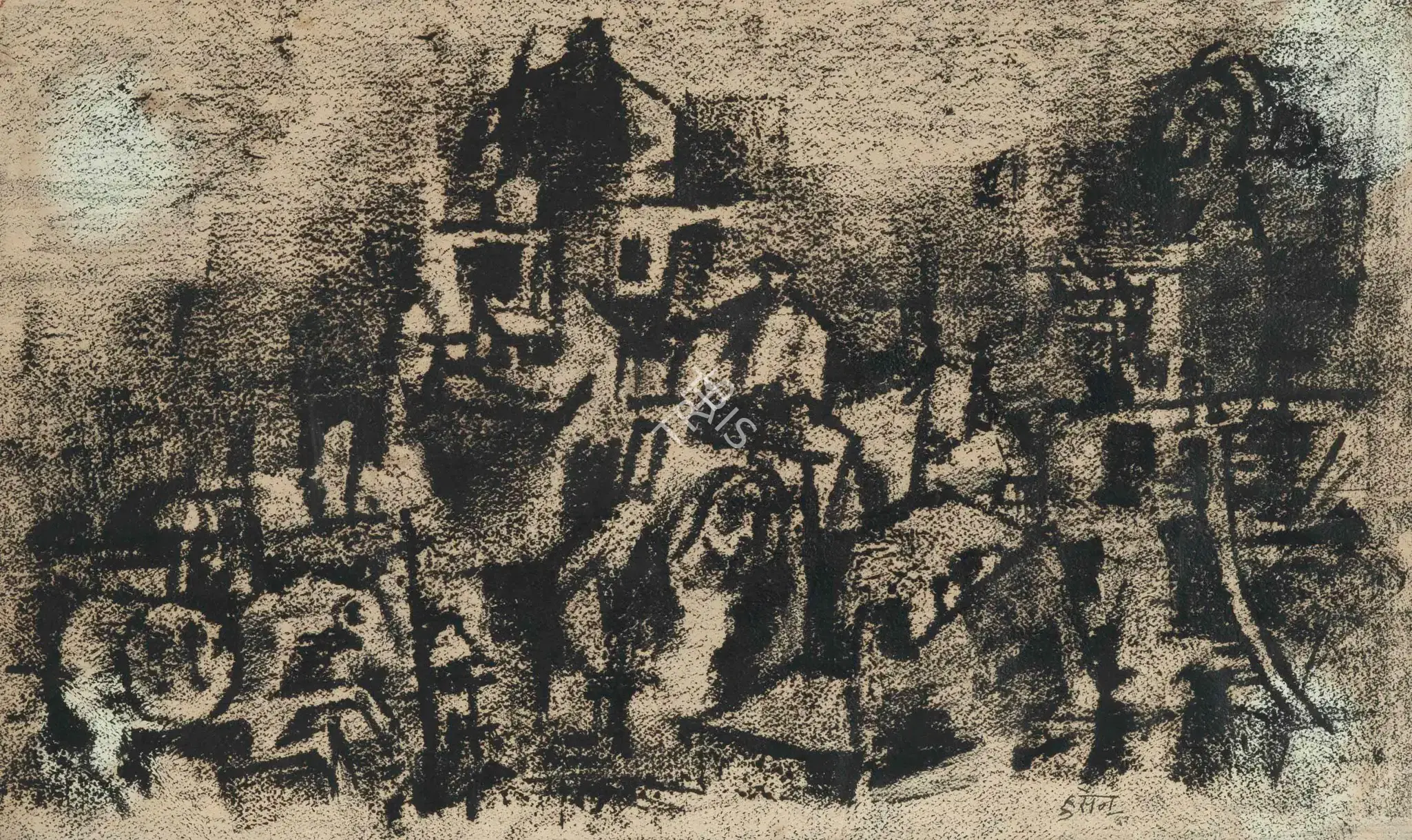 Husain, M.F. (Artist). Untitled (Landscape), 1962 | Painting
