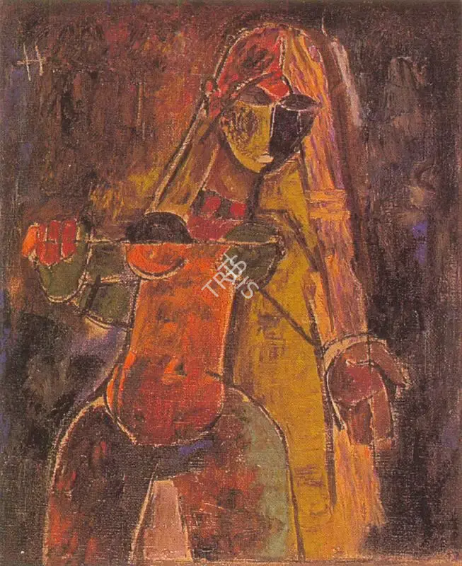 Husain, M.F. (Artist). Standing Female, n.d. | Painting