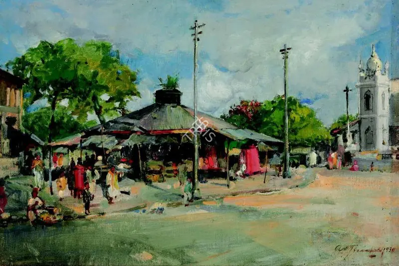 Trindade, A.X. (Artist). Untitled (Mahim Market), 1930 | Painting