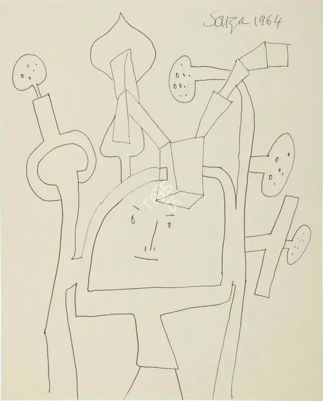 Souza, F.N. (Artist). Untitled (Smiling Maze), 1964 | Drawing