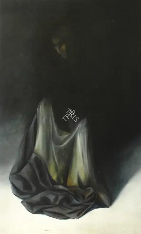 Jani, Jehangir (Artist). Lady In Blue. Oil on canvas, 1993 | Painting | FineArts | 00897464