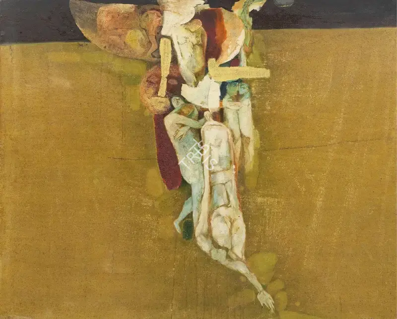 Das, Arup (Artist). Untitled (The Embrace). Oil on canvas, framed, 1971 | Painting | FineArts | 00604139