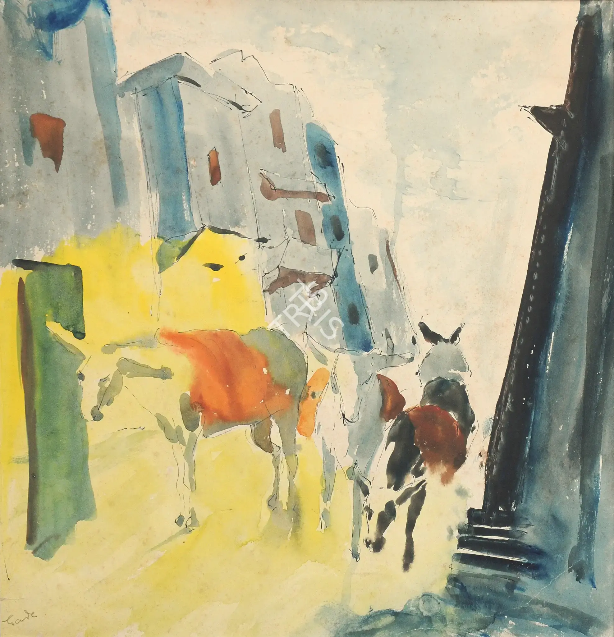 Gade, H.A. (Artist). Donkeys, c.1948 | Painting