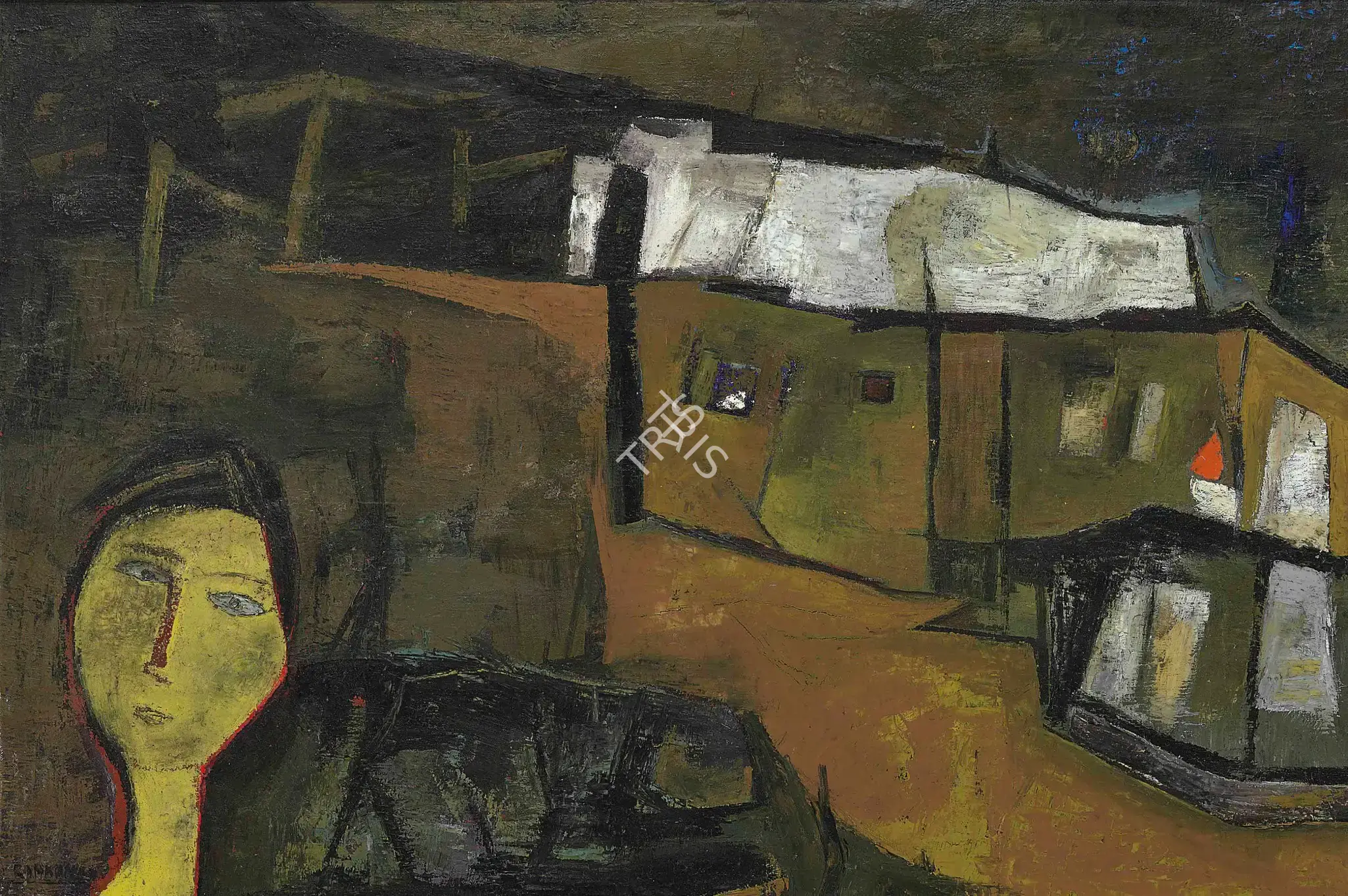 Ramkumar (Artist). Composition. Oil on canvas, c.1958 | Painting | FineArts | 00645187