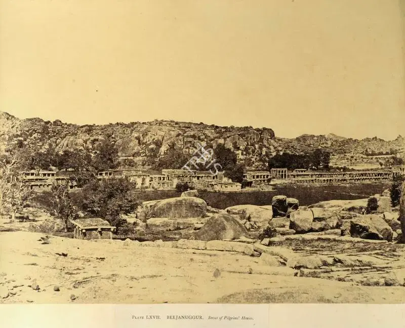 Neill, Andrew Charles Brisbane (Photographer). Beejanuggur. Street of Pilgrim's Houses - From the album "Architecture in Dharwar and Mysore Published by John Murray. London 1866. Photographs by Dr. William Henry Pigou, Dr. Andrew C. Neill and Col. Thomas Biggs with an historical and descriptive memoir by Colonel Meadows Taylor and architectural notes by James Fergusson". Albumen print pasted on mount, 1856 | Antiquarian Photograph | Photography | 00115720