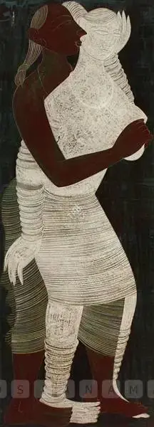 Raval, Rasik D. (Artist). Lovers. Acrylic on board, n.d. | Painting  | 00880092
