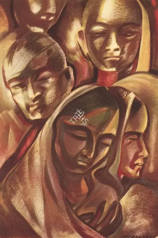 Dey, Manishi (Artist). Refugees, n.d. | Painting
