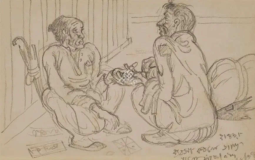 Bose, Nandalal (Artist). The Fortune Teller, 1939 | Drawing